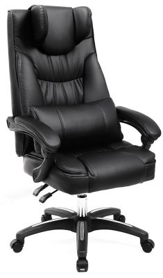 Luxe extra grote bureaustoel met opklapbare hoofdsteun en verstelbaar rugkussen