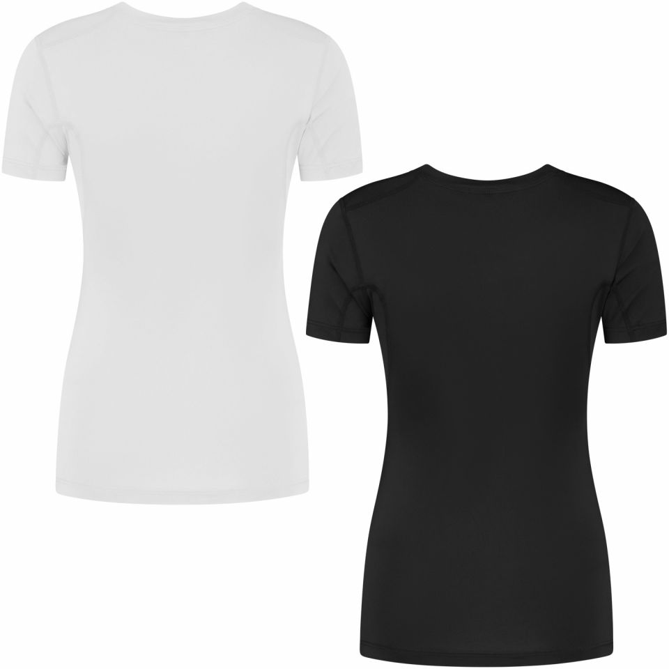 gladiator sports compressieshirt dames in zwart en wit van achteren gefotografeerd
