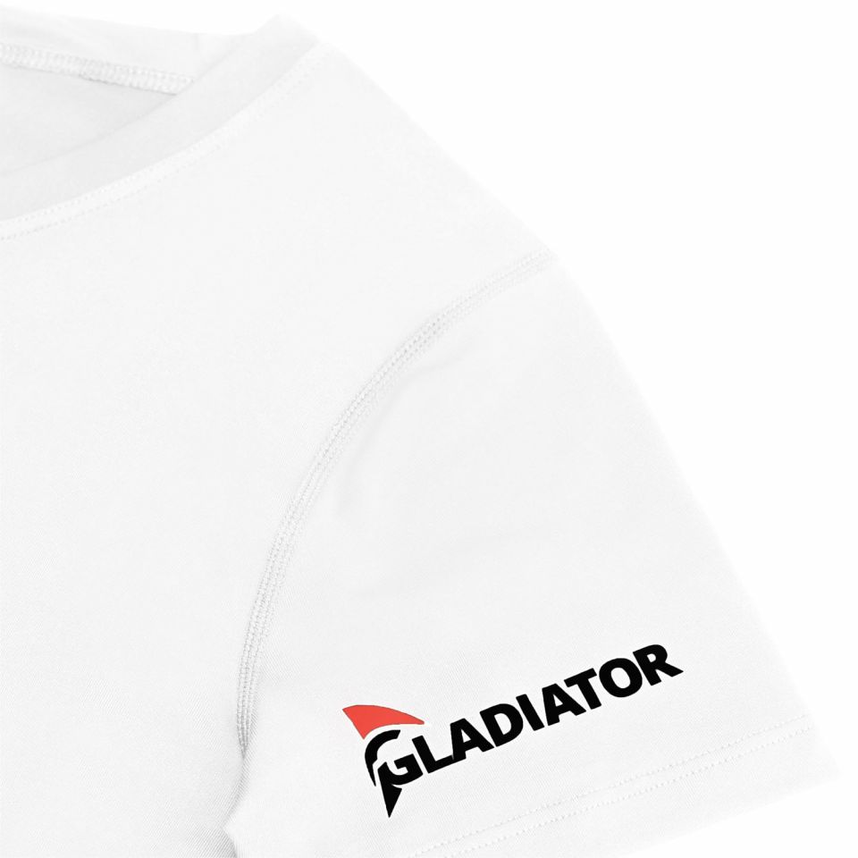 gladiator sports compressieshirt dames in wit logo gefotografeerd
