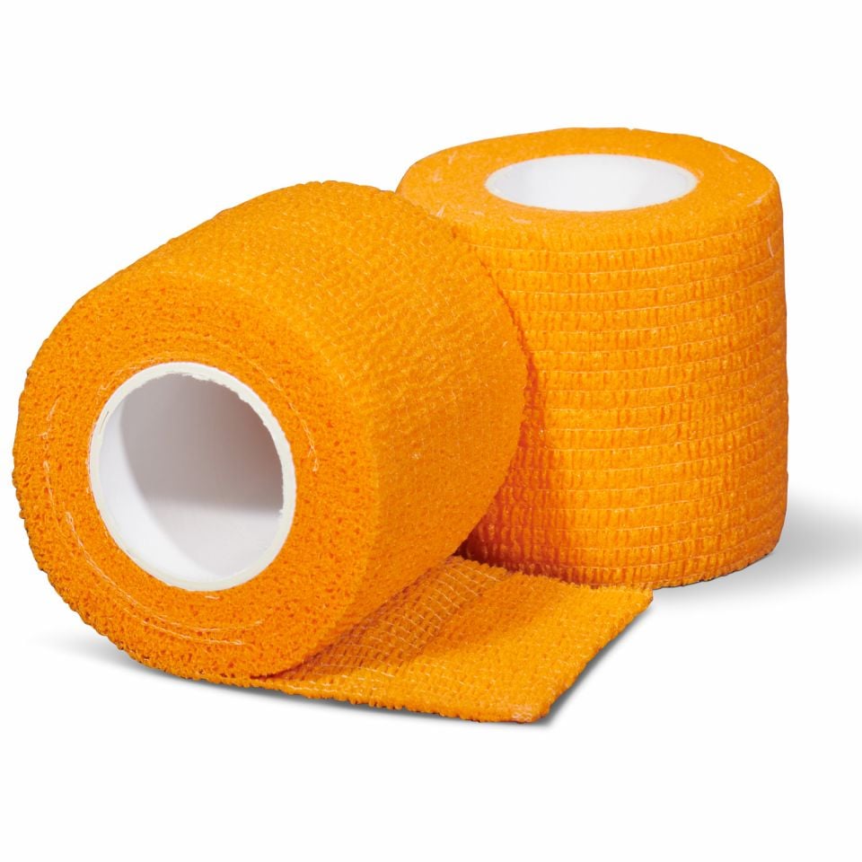 Gladiator sports ondertape bandage per rol oranje voor- en achterzijde
