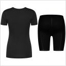 gladiator sports pakket compressiebroek en shirt dames in zwart van achteren gefotografeerd