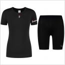 gladiator sports pakket compressiebroek en shirt dames zwart van voren