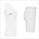 gladiator sports pakket compressiebroek en shirt dames shirt in wit vanaf de zijkant gefotografeerd