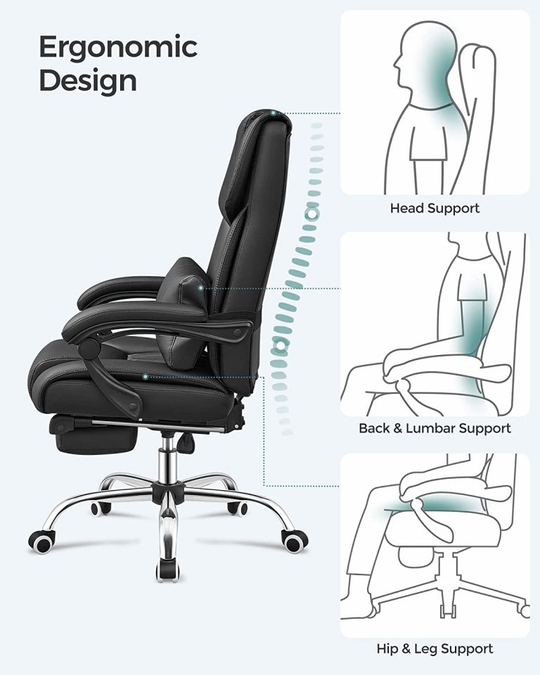 Luxe bureaustoel met verstelbaar rugkussen en voetensteun