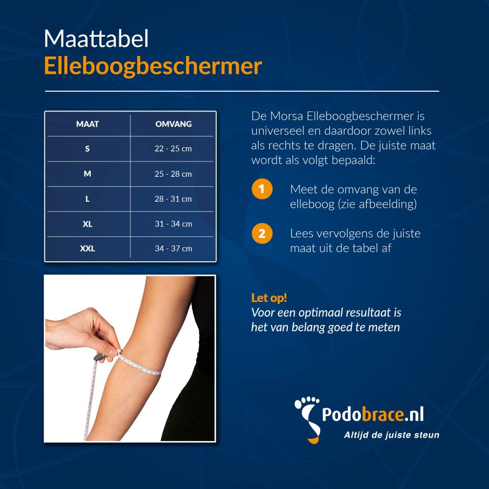 maattabel morsa elleboogbeschermer