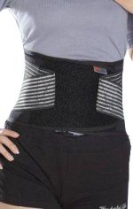 Super Ortho Medidu rugbrace met baleinen (Zwart) met zilveren naden