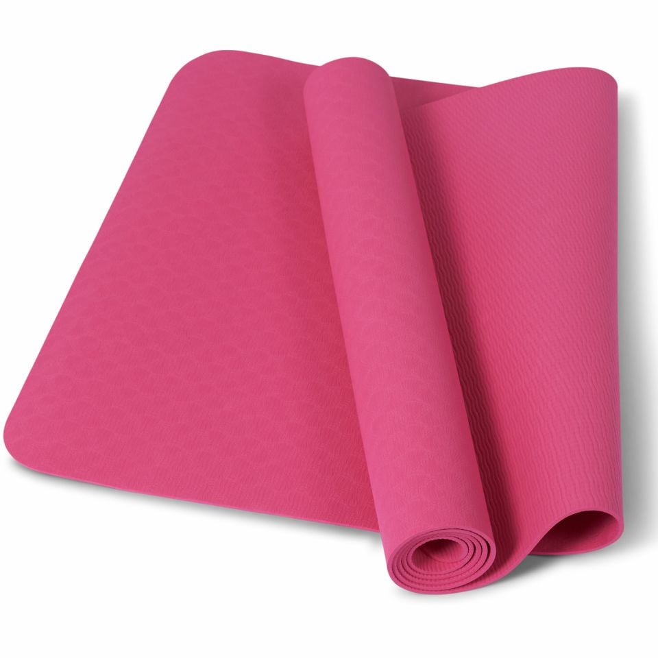 thuissport pakket yogamat roze opgerold