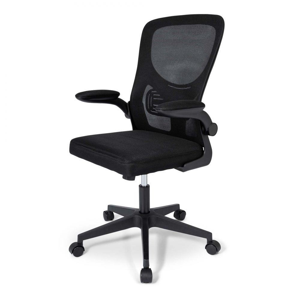 Ergodu ergonomische bureaustoel met opklapbare armleuningen schuin