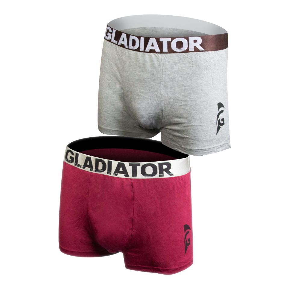 gladiator sports bamboe boxershorts 2 pack grijs paars