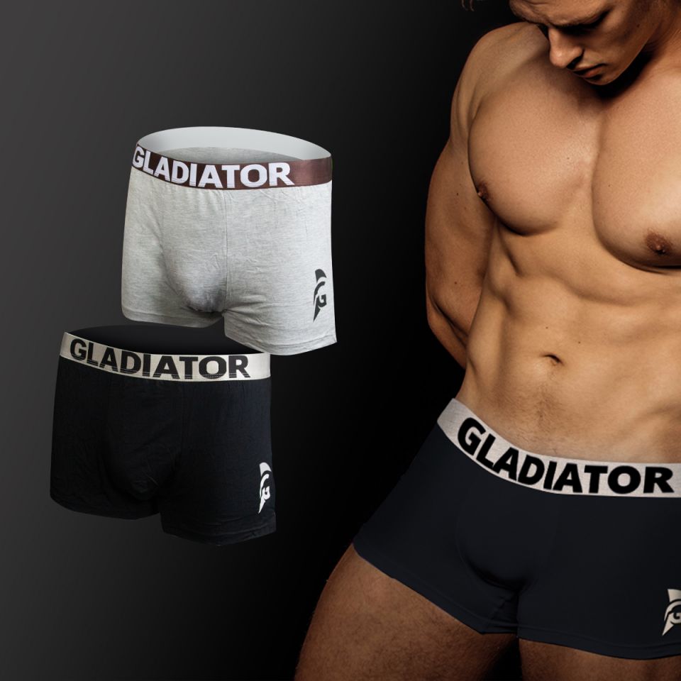 gladiator sports bamboe boxershorts 2 pack grijs zwart kopen
