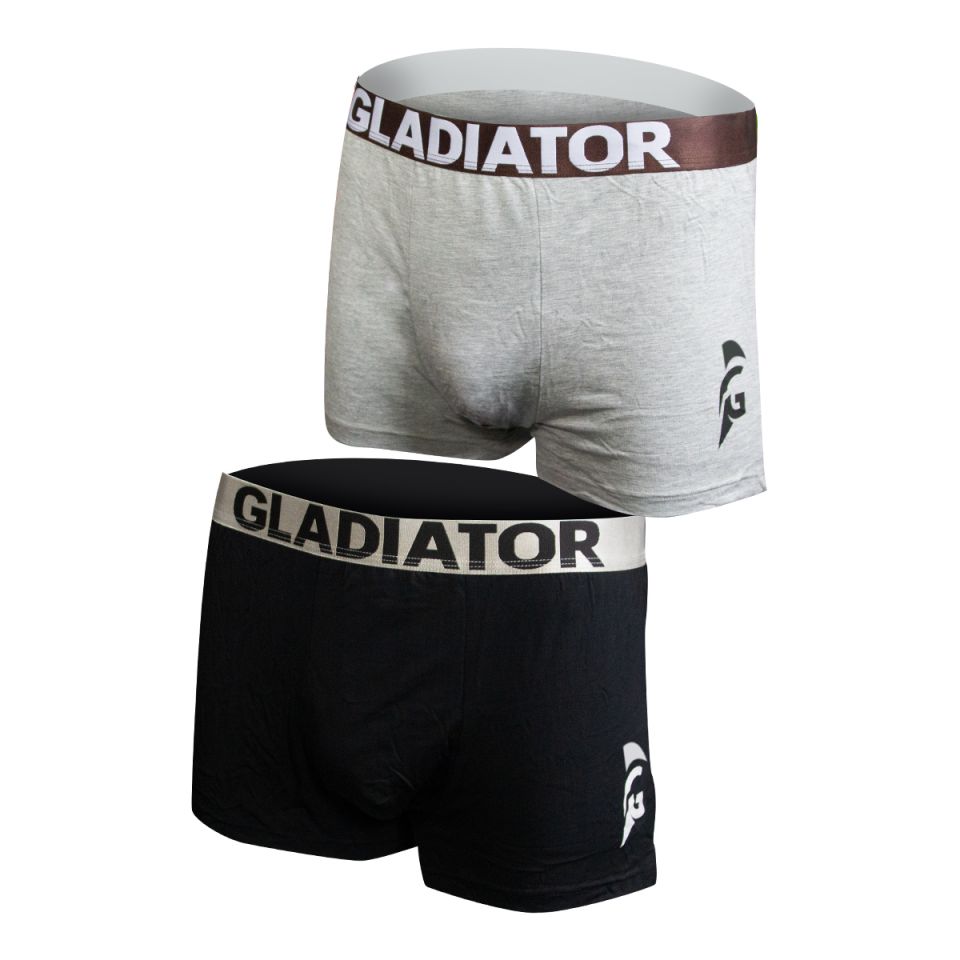 gladiator sports bamboe boxershorts 2 pack grijs zwart