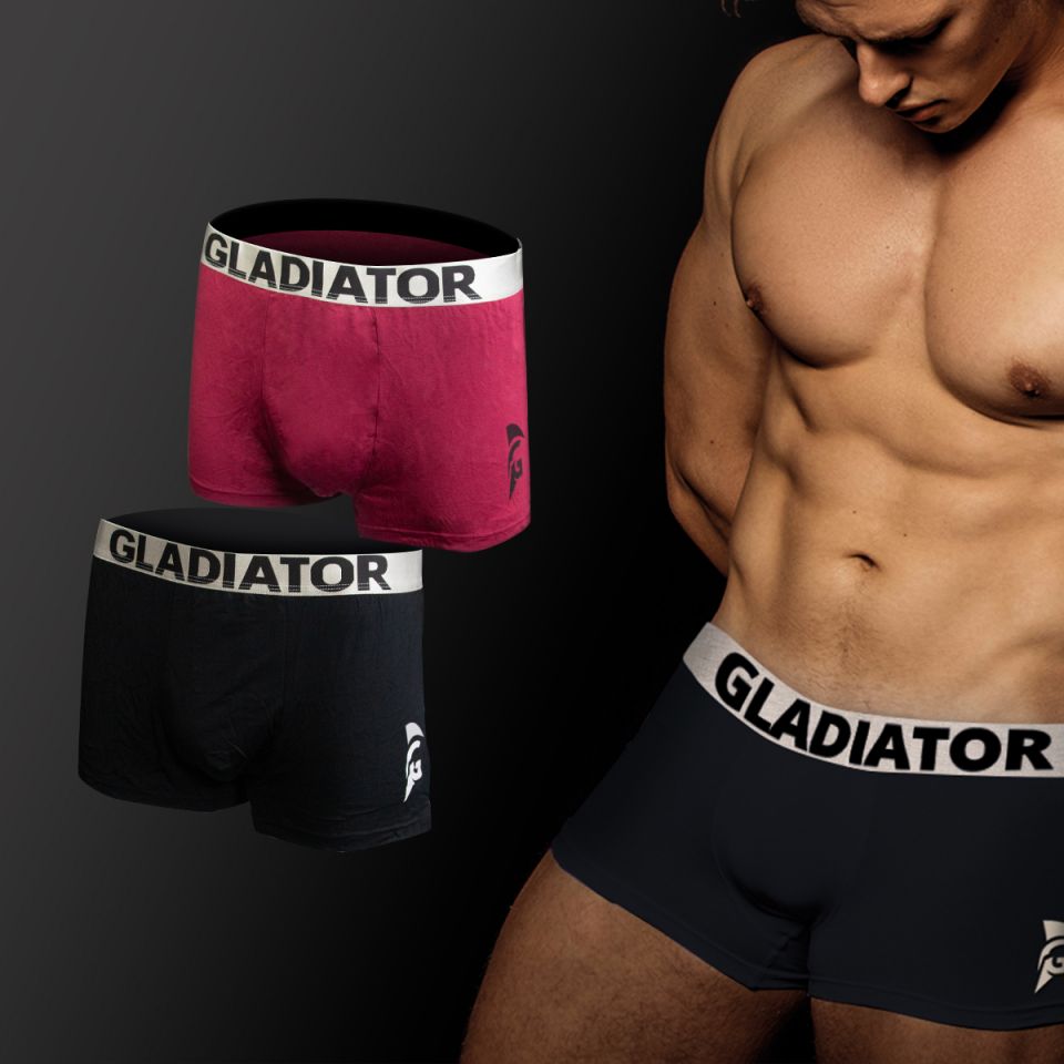 gladiator sports bamboe boxershorts 2 pack zwart paars kopen