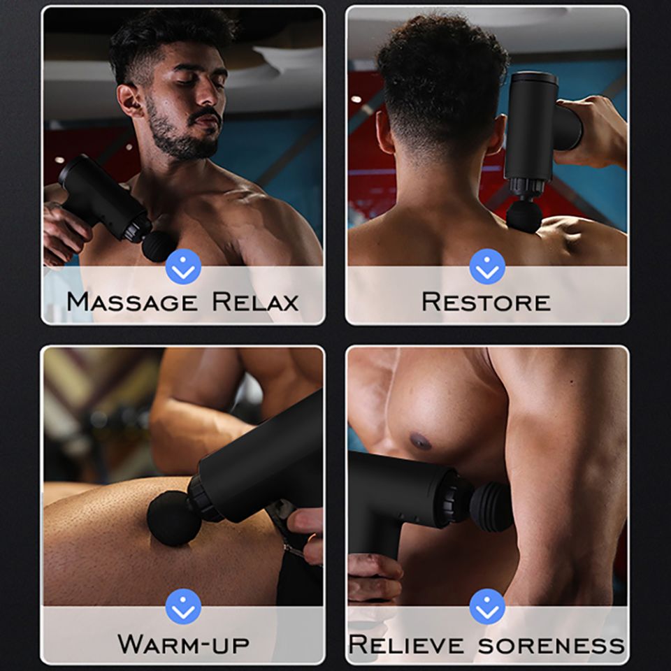 medidu massage gun gebruikt op mannelijk model